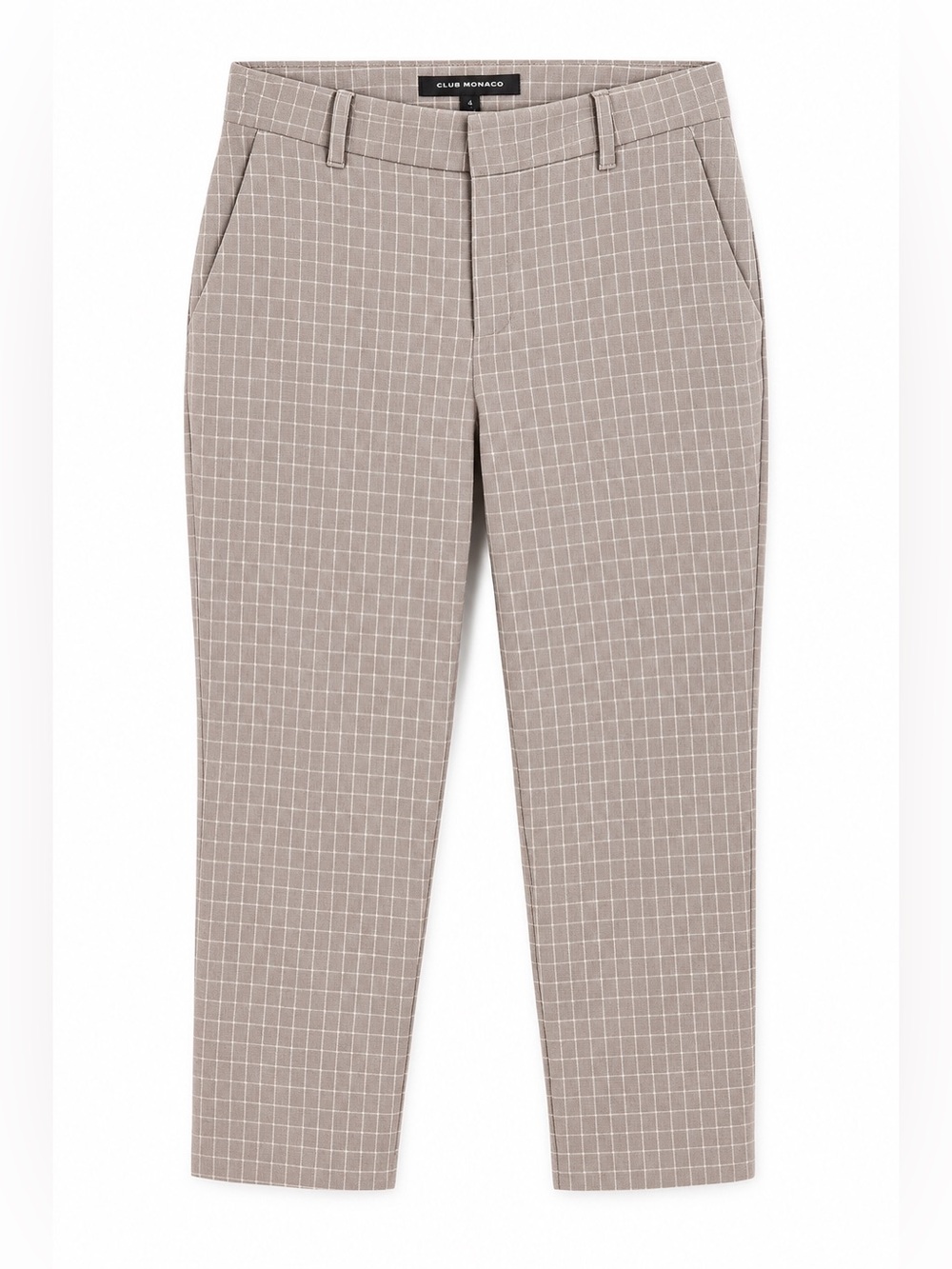 Club Monaco Gray Windowpane Plaid Cropped Straight Leg Pants 4